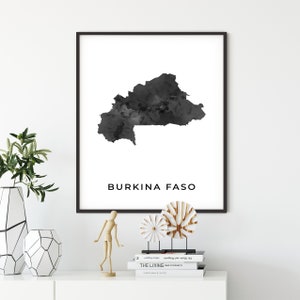 Burkina Faso Map Art Print: Elegant Black and White Poster