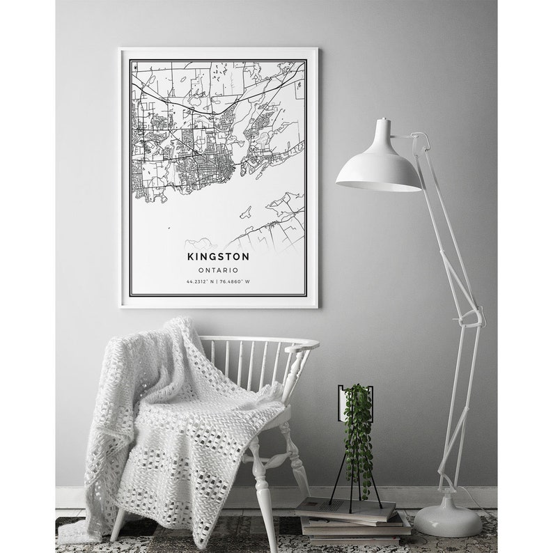 Kingston Map Print Minimalistic Wall Art Poster City Maps Etsy