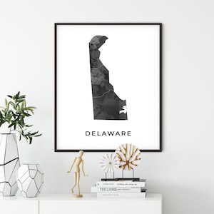 Delaware map art poster, black and white wall art print of Delaware, gift idea, gifr for teacher, travel prints, OM15