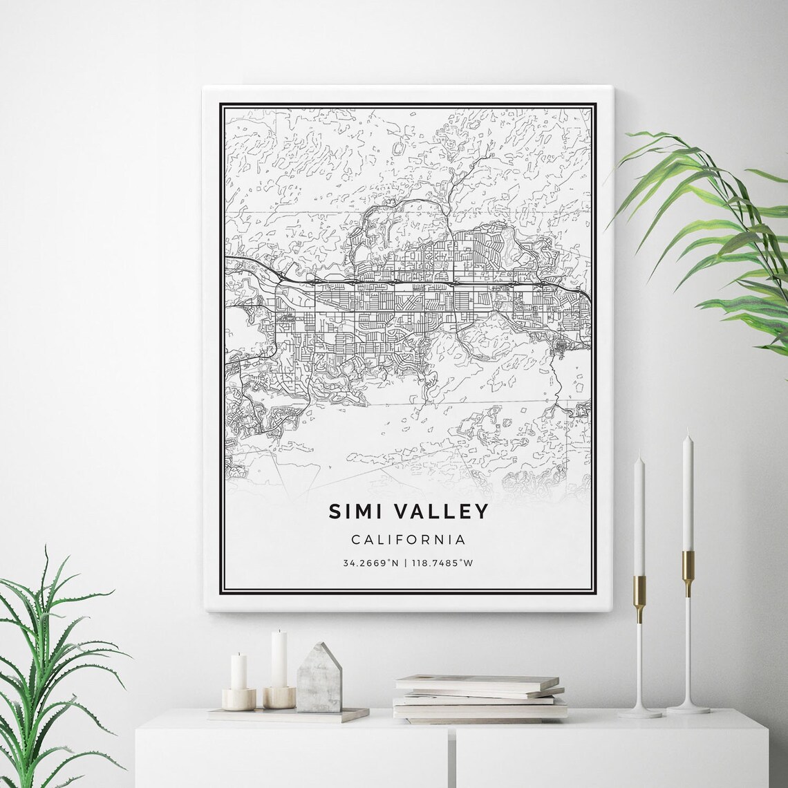 Simi Valley Map Canvas Print City Maps Wall Art California | Etsy