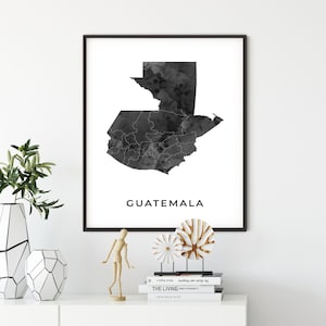 Póster de arte del mapa de Guatemala, impresión de arte de pared en blanco y negro de Guatemala, idea de regalo, impresión en negro, abuelo de regalo, OM118