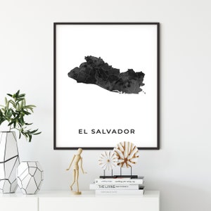 El Salvador map art poster, black and white wall art print of El Salvador, gift idea, travel artwork, gift home, OM117