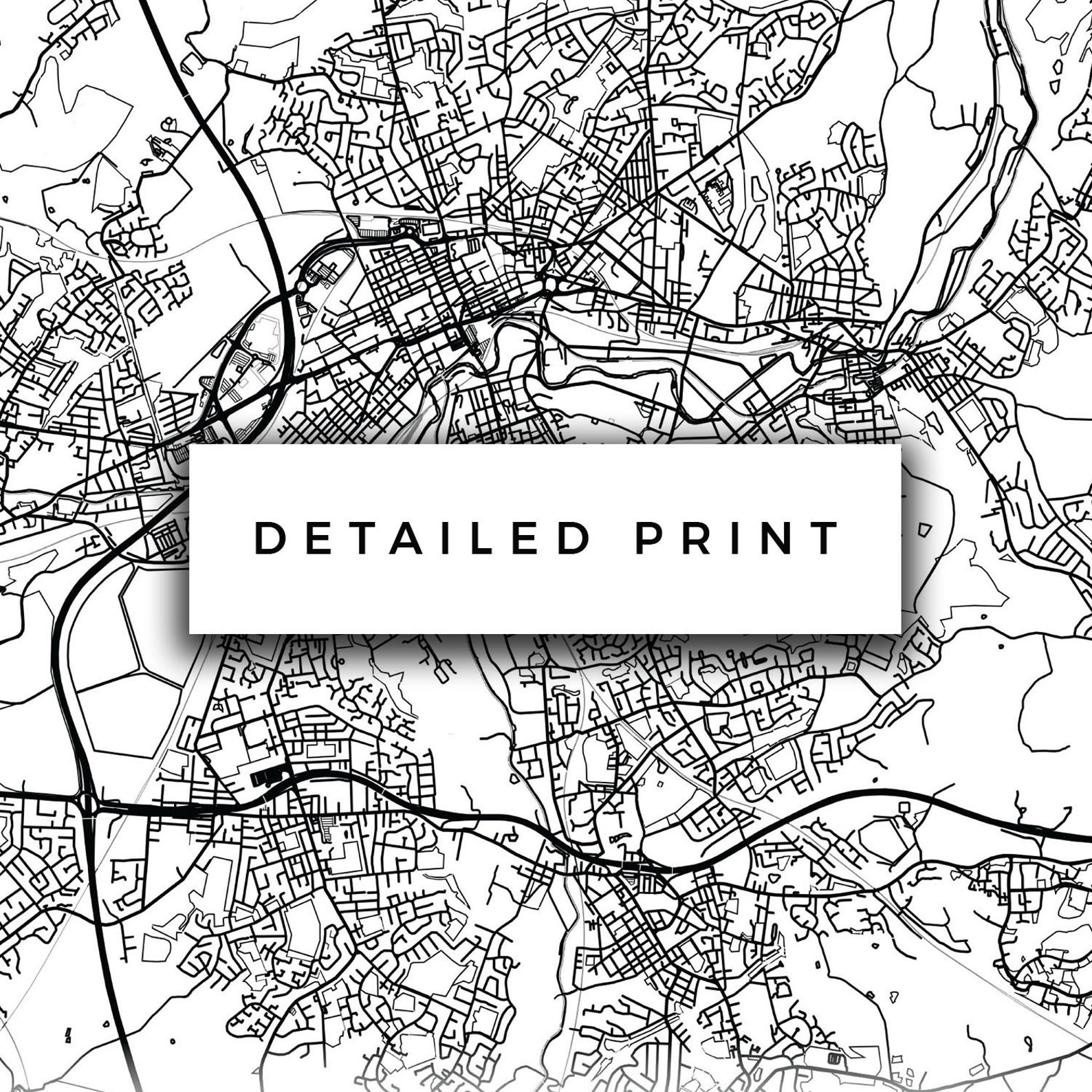 Tameside Map Canvas Print City Maps Wall Art United Kingdom | Etsy