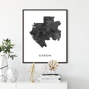 Gabon map art poster, black and white wall art print of Gabon, gift idea, home wall decor, gift for lawyer, OM152