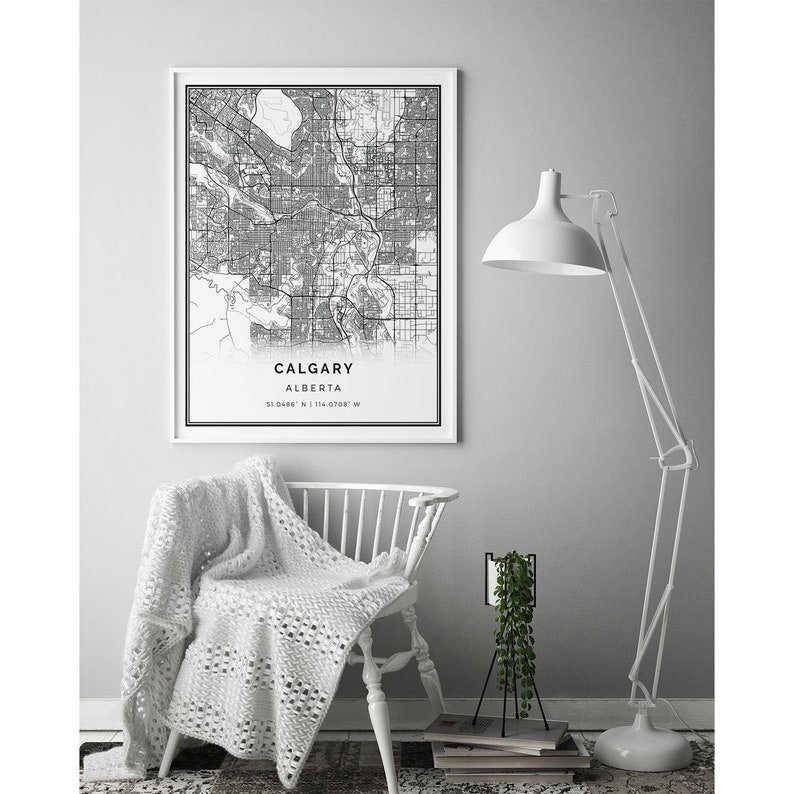 Calgary Map Print Minimalistic Wall Art Poster City Maps Etsy