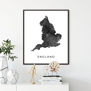 England map art poster, black and white wall art print of England, gift idea, gift aunt, map art print, OM70