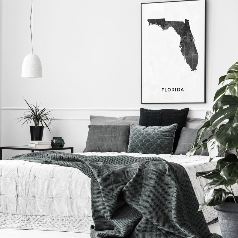 Florida Map Art Poster Black and - Il 794xN.2128854523 81og 