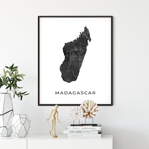 Madagascar map art poster, black and white wall art print of Madagascar, gift idea, office pictures, gift for grandpa, OM162