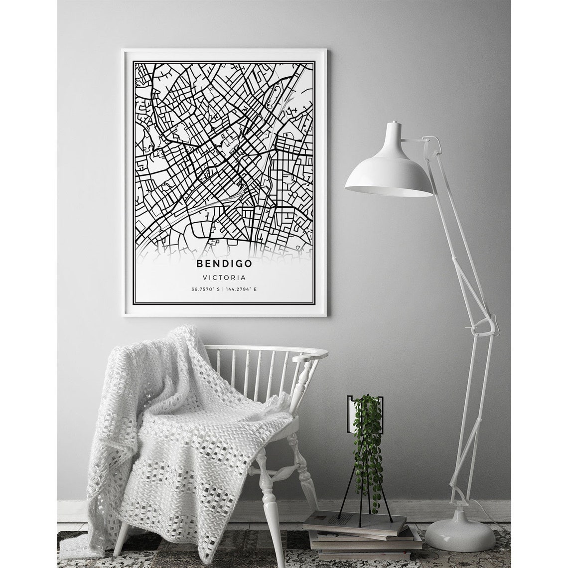 Bendigo map print Minimalistic wall art poster City maps Etsy