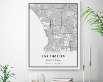Los Angeles Map Canvas Print, LA City Map | City Maps Wall Art, California Gift Minimalistic Artwork, canvas wall art, canvas painting | M2