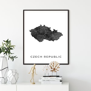 Czech Republic map art poster, black and white wall art print of Czech Republic, gift idea, gift for students, map artwork, OM68