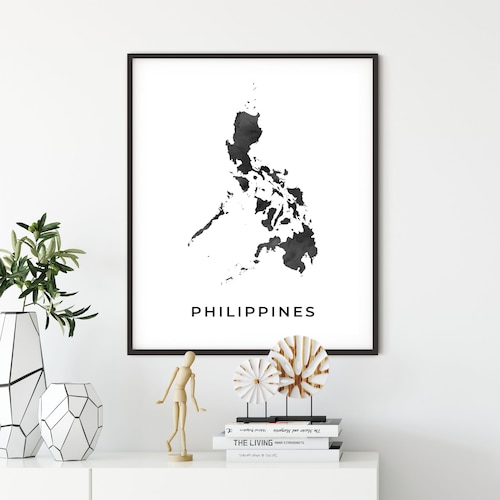 Philippines Map Art Poster Black and White Wall Art Print of Etsy