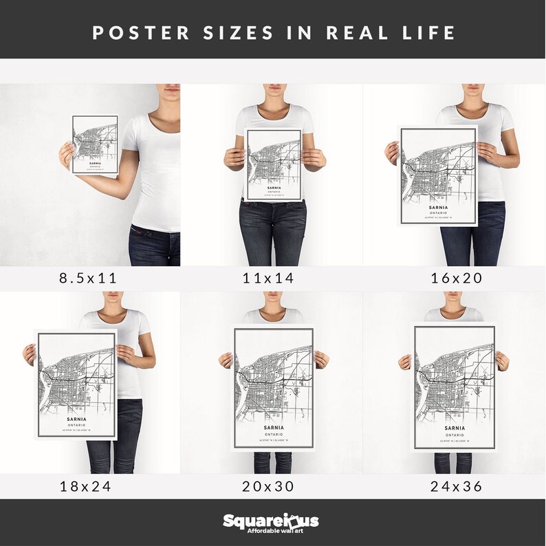 Sarnia Map Print Minimalistic Wall Art Poster City Maps Etsy