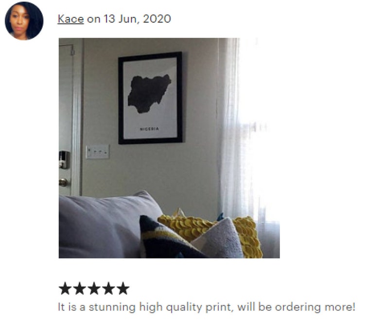 Nigeria Map Art Poster Black and White Wall Art Print of Etsy