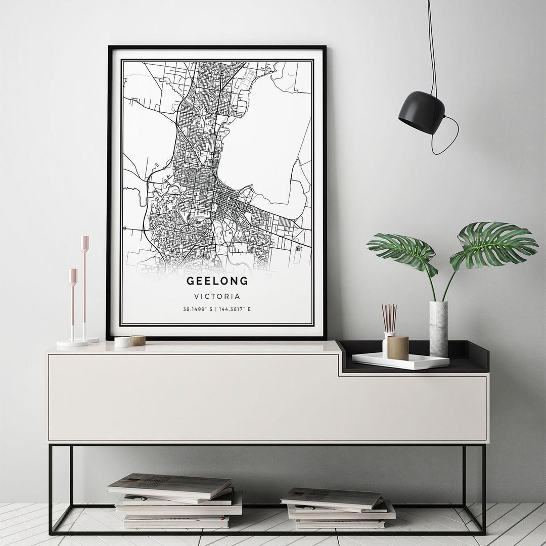 Geelong Map Print Minimalistic Wall Art Poster City Maps Scandinavian