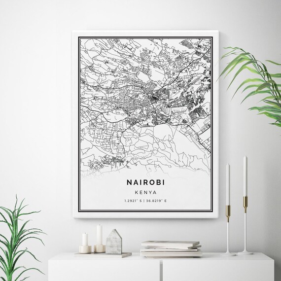 Nairobi Map Canvas Print City Maps Wall Art Kenya Gift - Etsy