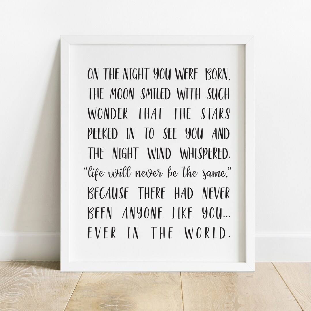 On the Night You Were Born Poster, Newborn Baby Gift, Baby Shower Gift