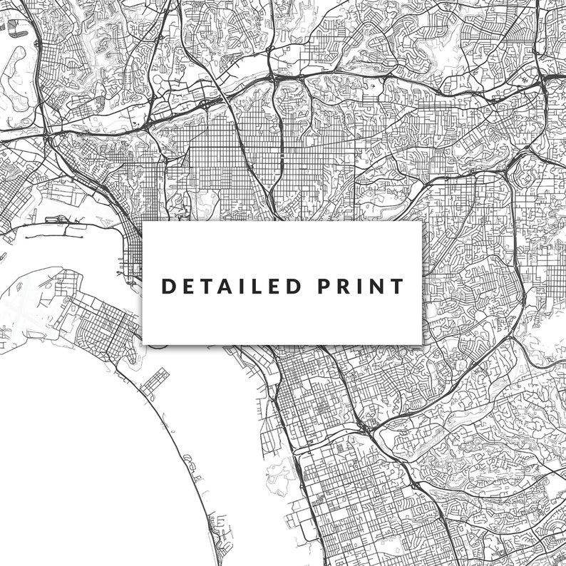 San Diego Map Print Minimalistic Wall Art Poster City Maps Etsy