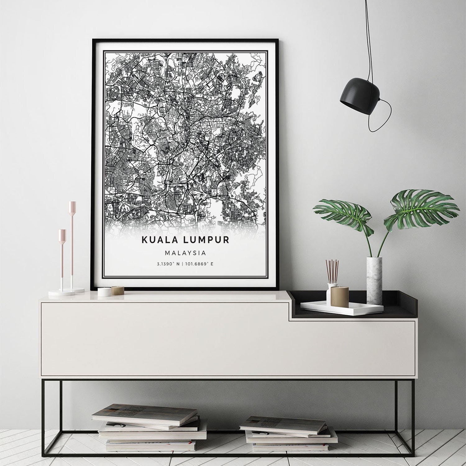canvas wall art Kuala Lumpur Map Canvas Print Malaysia Gift Minimalistic Artwork canvas print City Maps Wall Art M675