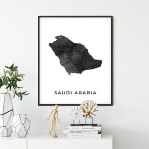 Saudi Arabia map art poster, black and white wall art print of Saudi Arabia, gift idea, map artwork, gift aunt, OM196