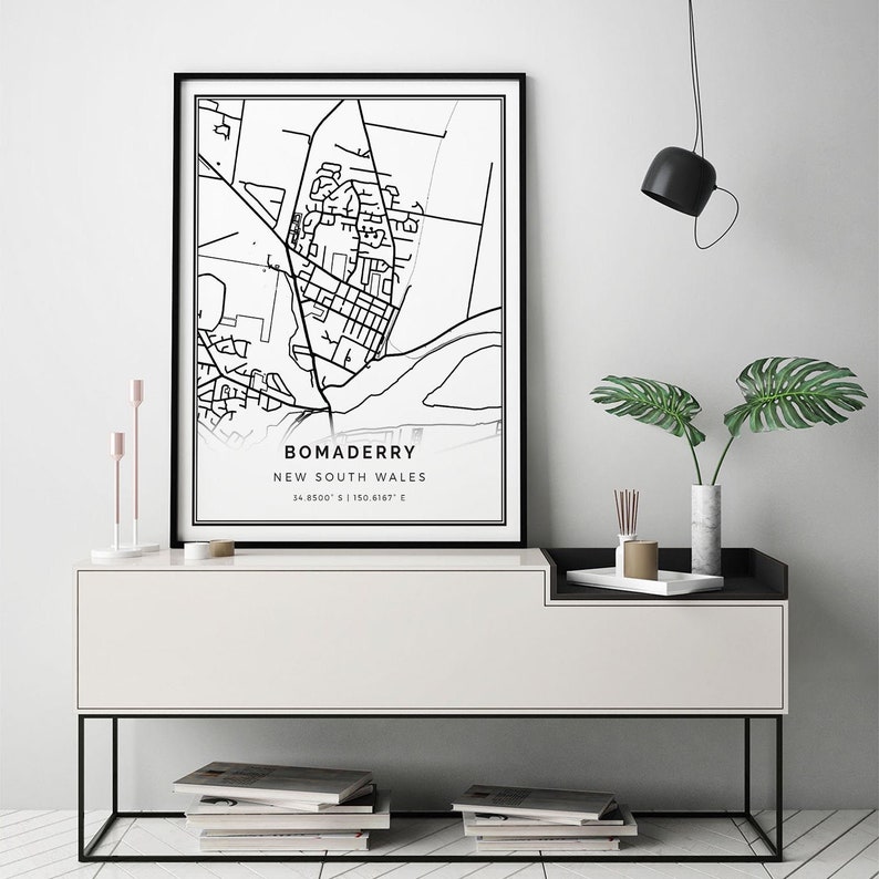 New South Wales gifts City maps Scandinavian Artwork Bomaderry map print M455 Minimalistic wall art poster Art Gifts