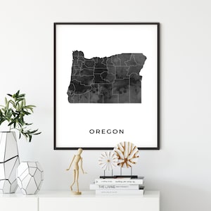 Oregon map art poster, black and white wall art print of Oregon, gift idea, gift for law student, map print, OM44