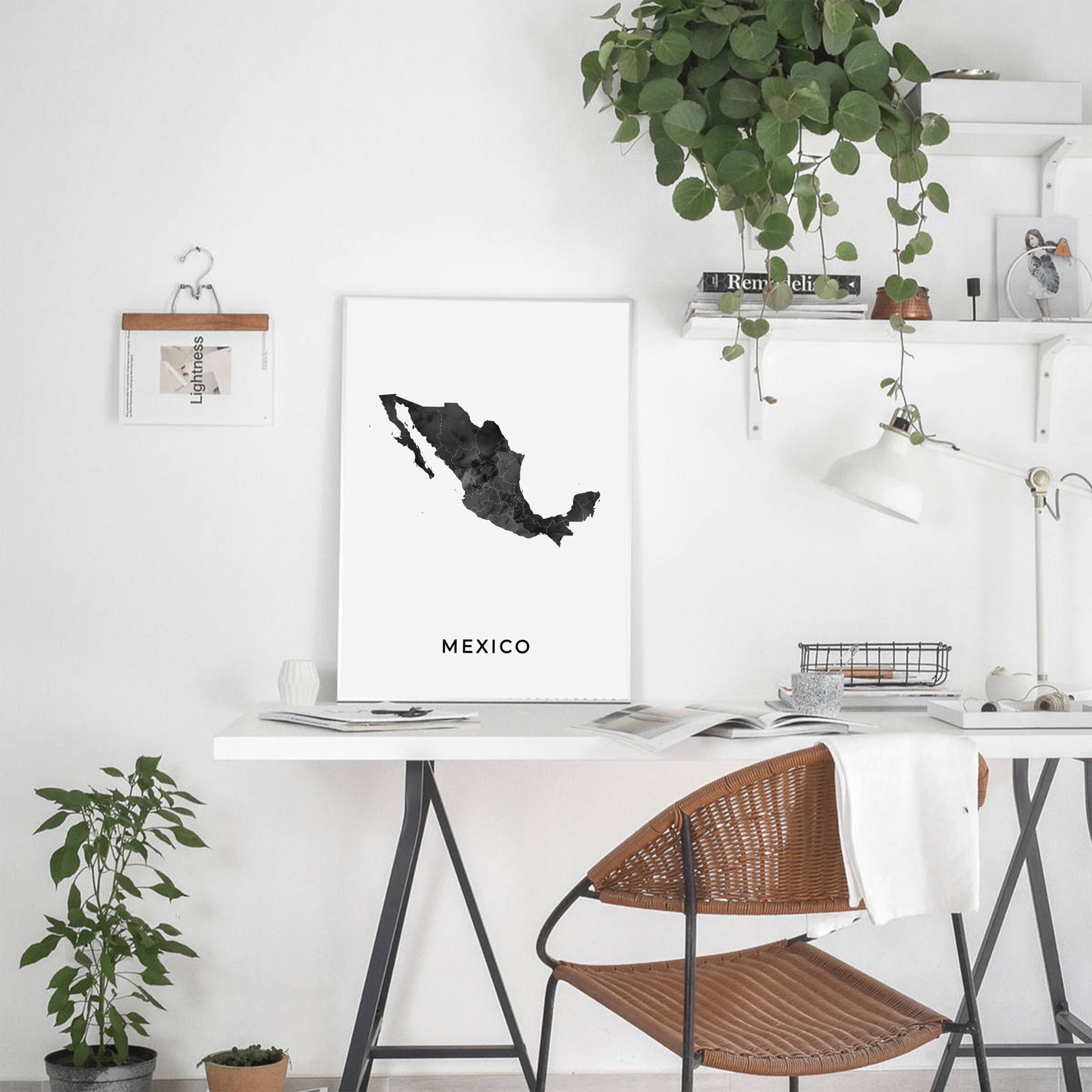 Mexico Map Art Poster Black and White Wall Art Print of - Etsy