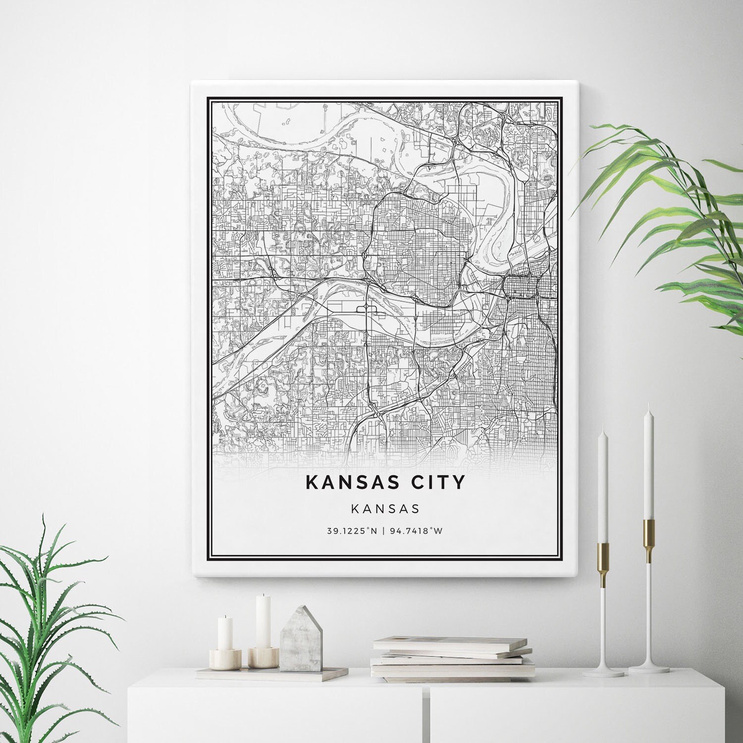 Kansas City Map Canvas Print City Maps Wall Art Kansas Gift | Etsy