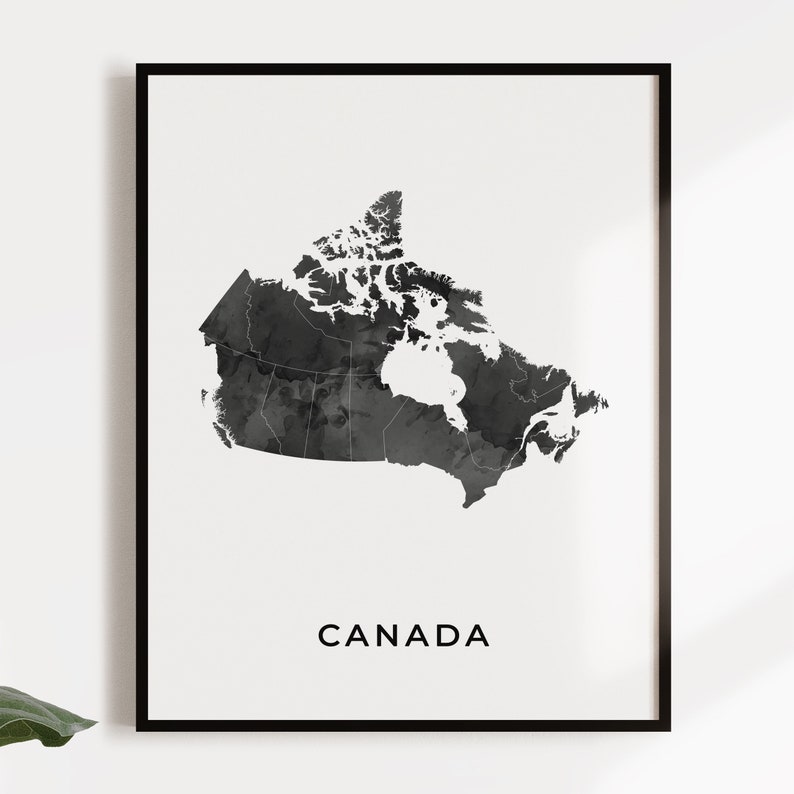 Canada Map Art Poster Black and White Wall Art Print of - Etsy