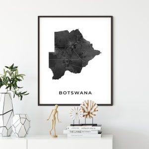 Botswana Map Art Print: Elegant Black and White Wall Decor