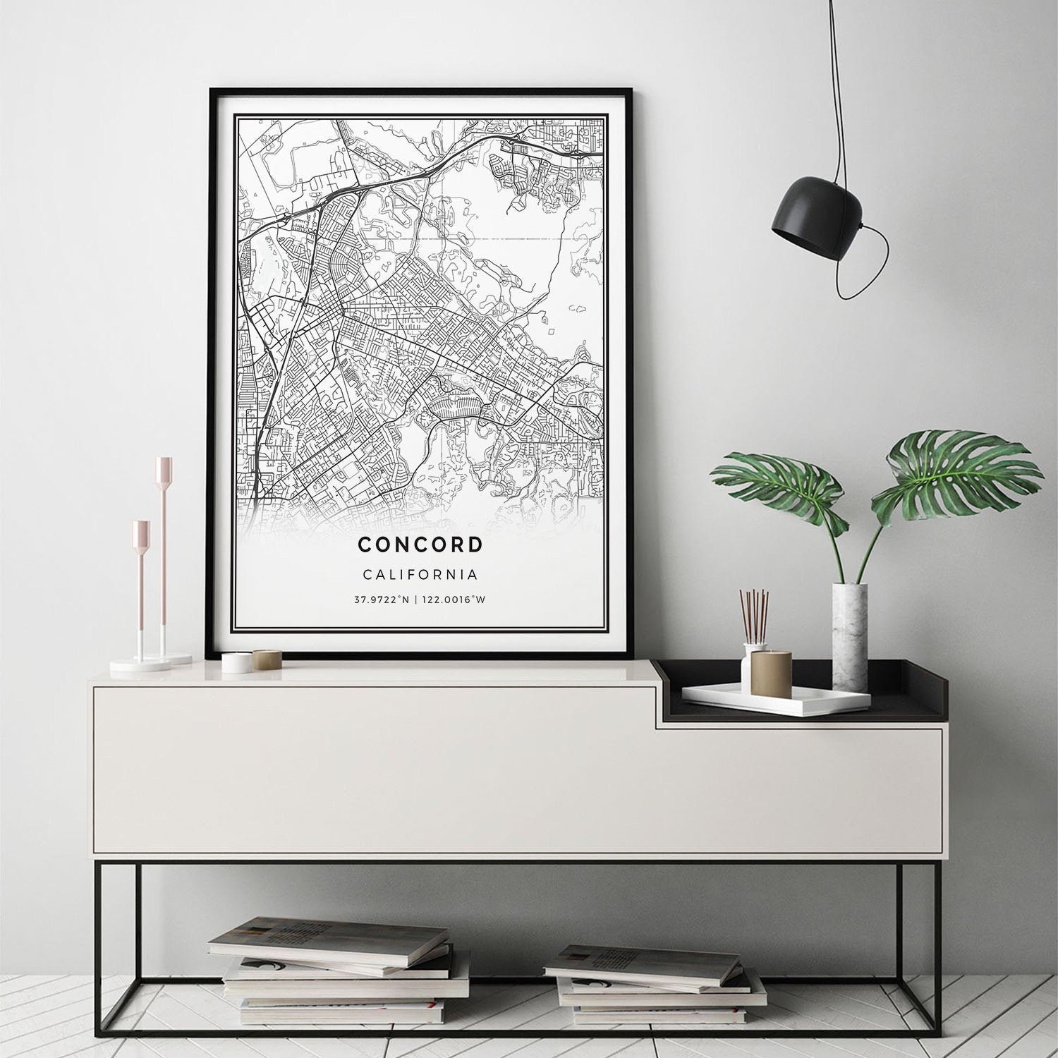 Concord California Map Print: Minimalist Black and White City Art