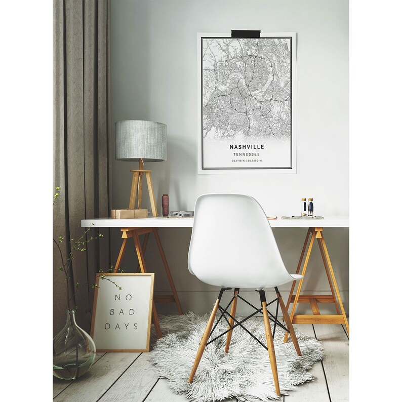 Nashville Map Print Minimalistic Wall Art Poster City Maps Etsy