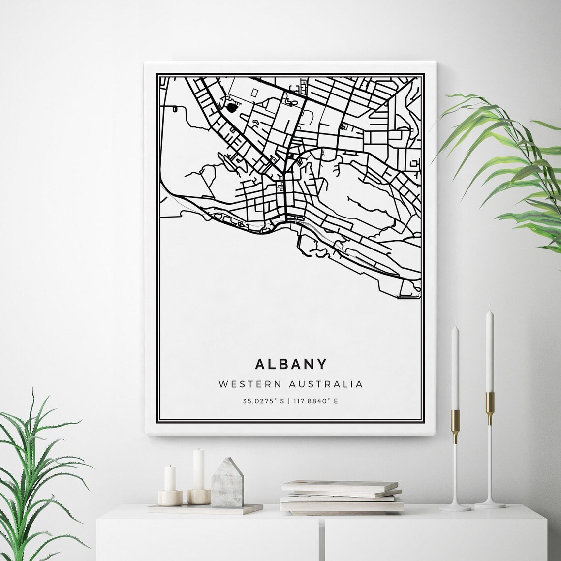 Albany Map Canvas Print City Maps Wall Art Western Australia Etsy
