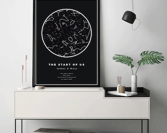 Custom Star Map, Night Sky Print Poster, Wedding Gift, Constellation, Wedding Anniversary Gift, Personalized Gift, Engagement Gift | #COR