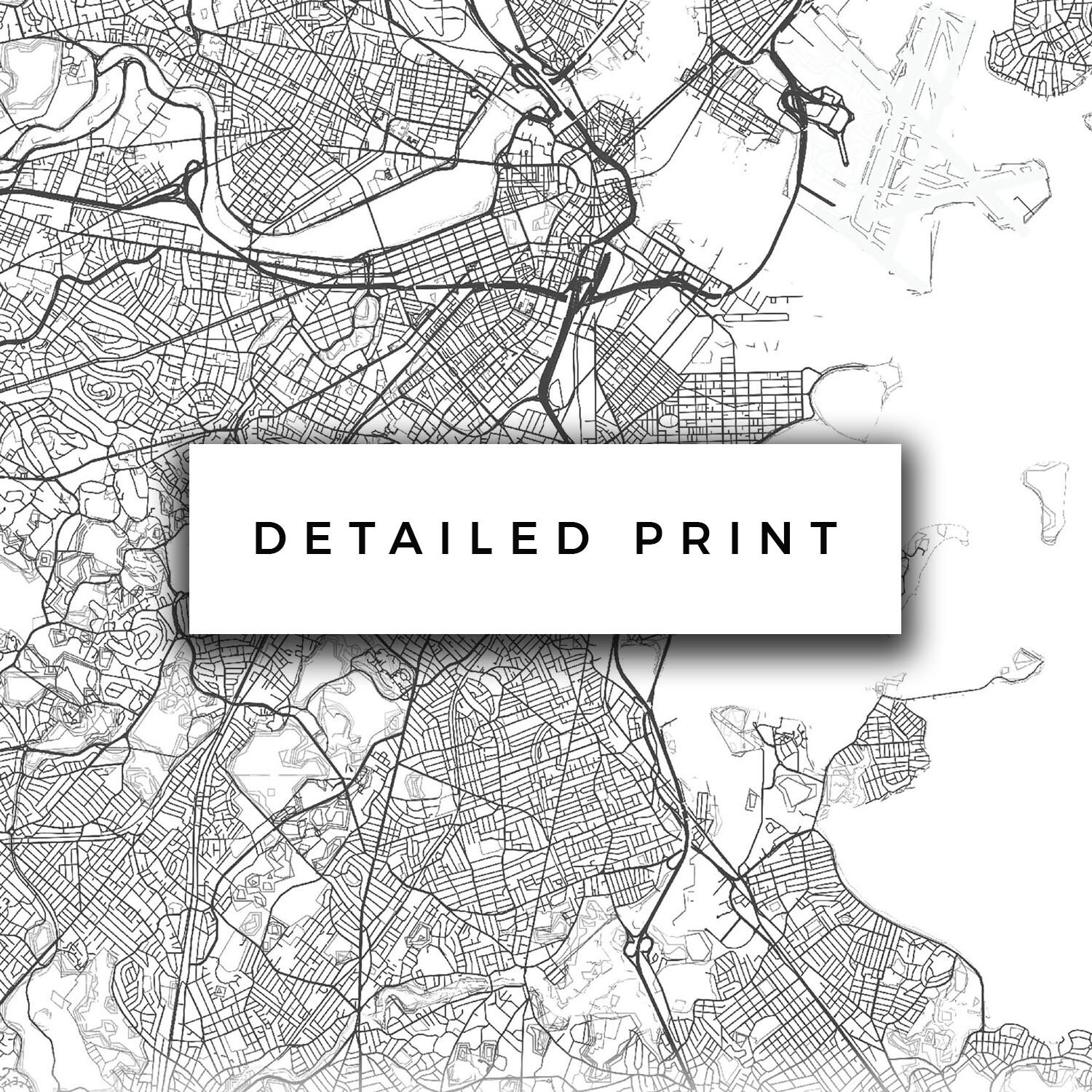 Boston Map Canvas Print City Maps Wall Art Massachusetts | Etsy