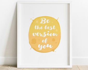 Be The Best Version Of You, Watercolor Print, Watercolor Poster, Handlettered Quote, Black Watercolor, Modern Print, IPbe the best