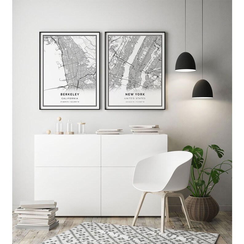 Berkeley Map Print Minimalistic Wall Art Poster City Maps Etsy