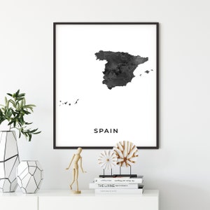 Spain map art poster, black and white wall art print of Spain, gift idea, gift professor, gift office, OM105