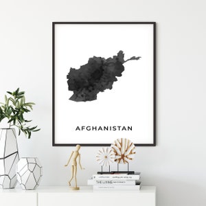 Afghanistan Map Art Print: Elegant Black and White Wall Decor