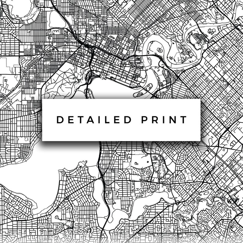 Perth Map Canvas Print City Maps Wall Art Western Australia Etsy