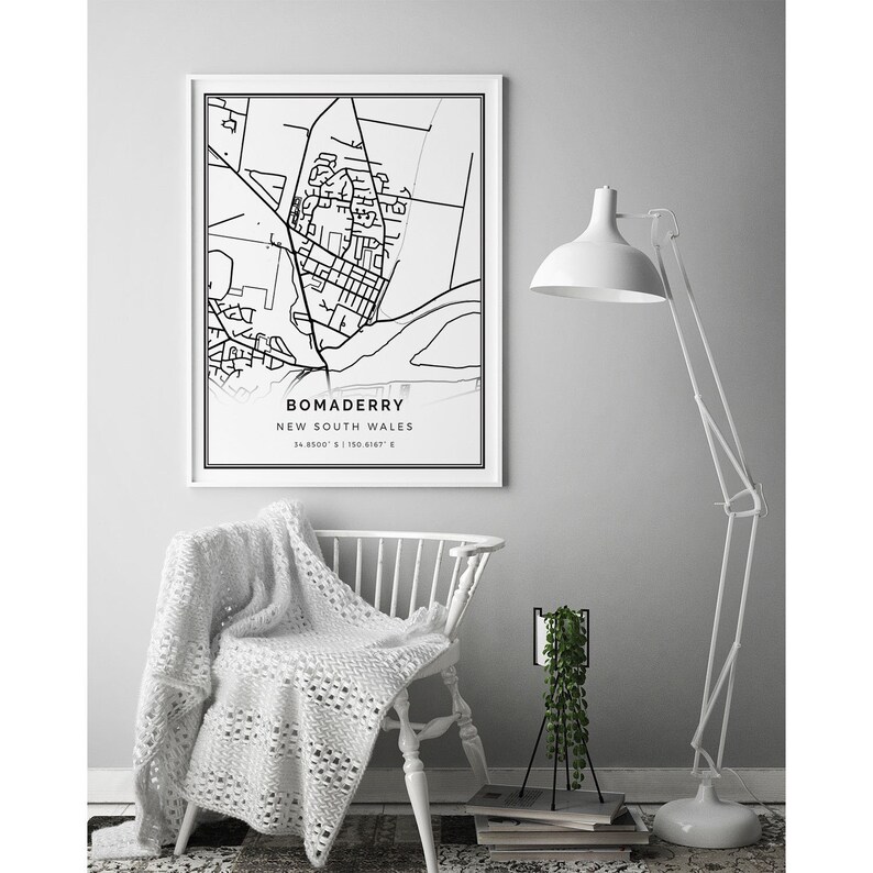 New South Wales gifts City maps Scandinavian Artwork Bomaderry map print M455 Minimalistic wall art poster Art Gifts