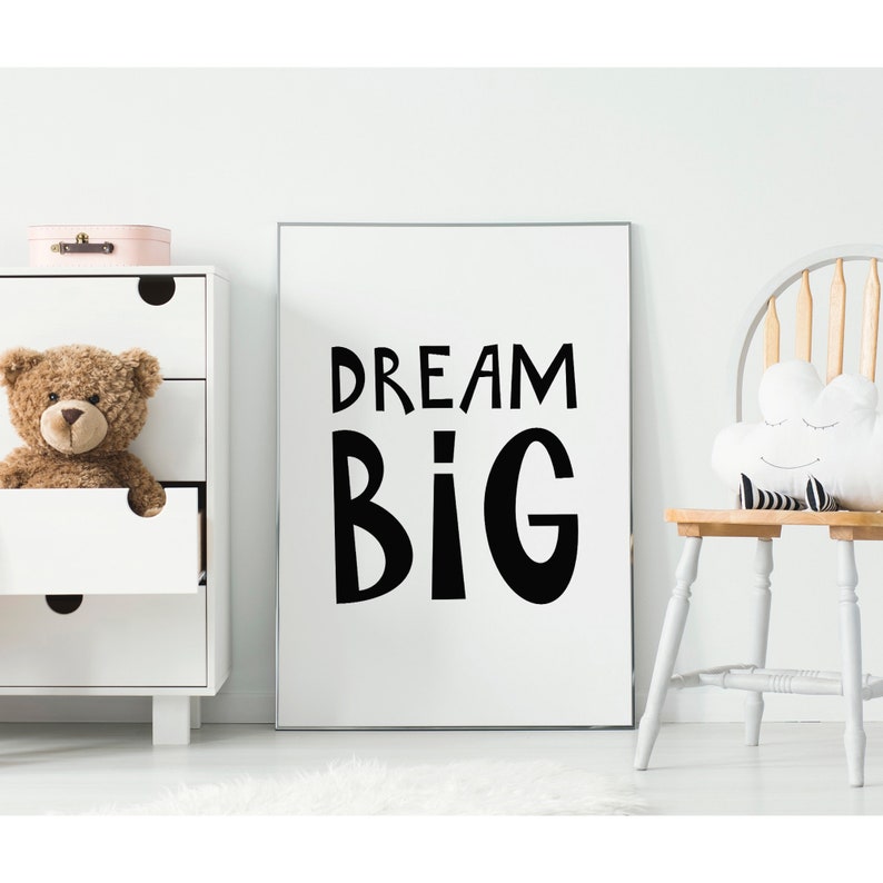 Dream Big Wall Art Nursery Decor Baby Print Inspirational Etsy