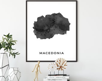 Macedonia map art poster, black and white wall art print of Macedonia, gift idea, gift girl, Living room wall art, OM88