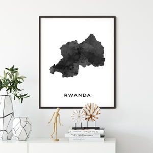 Rwanda map art poster, black and white wall art print of Rwanda, gift idea, map art print, gift for couple, OM172