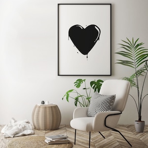 Heart Wall Decor Print Decor Black and White Decor Black | Etsy