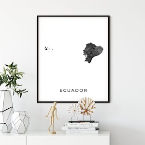 Ecuador map art poster, black and white wall art print of Ecuador, gift idea, map print, gift for singer, OM127