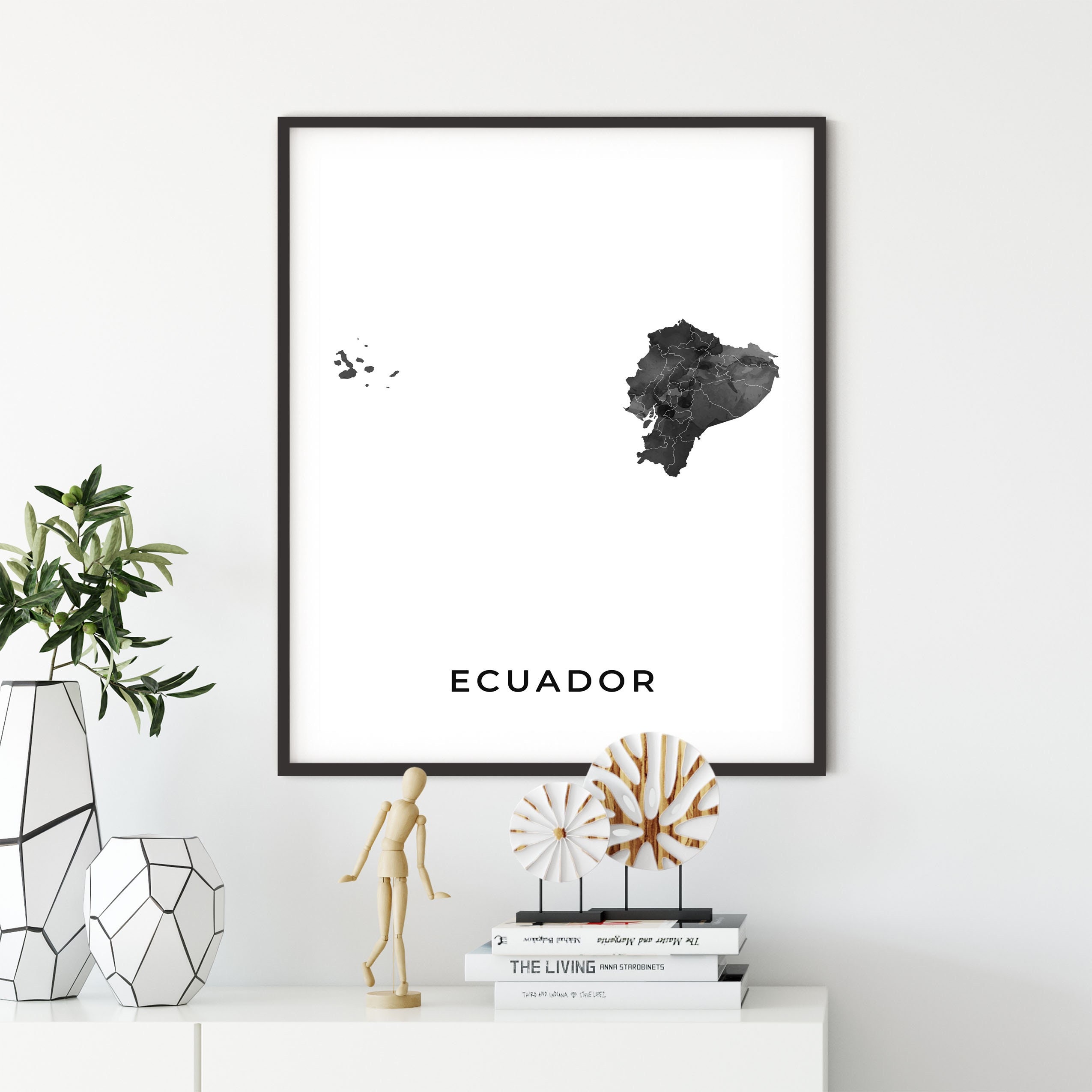 Ecuador Map Art Poster Black and White Wall Art Print of - Etsy