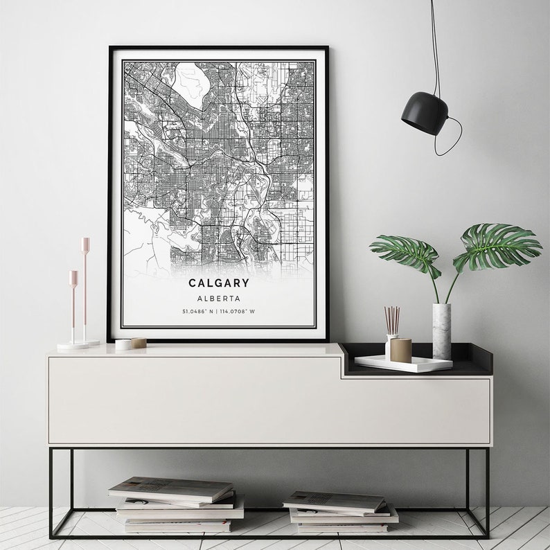 Calgary Map Print Minimalistic Wall Art Poster City Maps Etsy