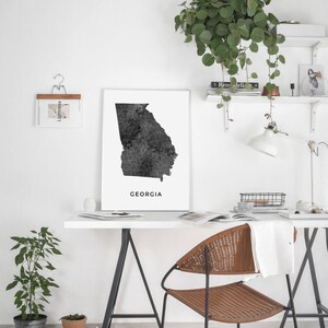 Georgia Map Art Poster, Black and White Wall Art Print of Georgia, Gift