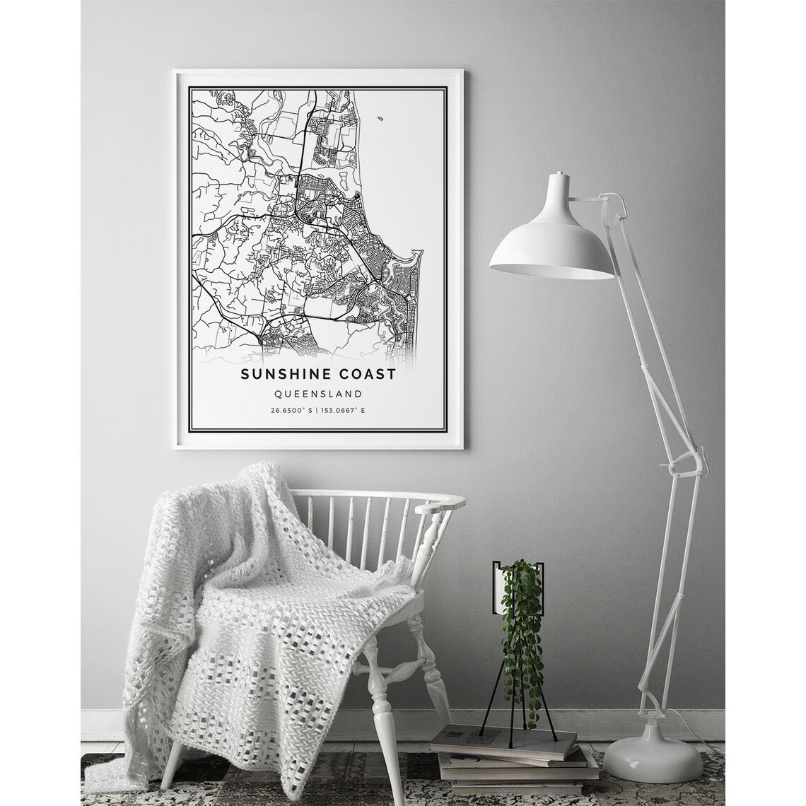Sunshine Coast Map Print Minimalistic Wall Art Poster City Etsy
